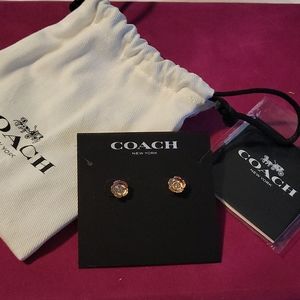 Coach flower earrings rose-gold toned with bag and care booklet